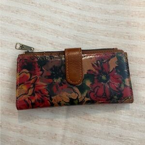 Patricia Nash Floral Leather Wallet - Red and Brown